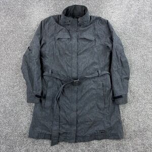 REI Rain Jacket Women's Large Gray E1 Elements Hooded Full Zip Waterproof